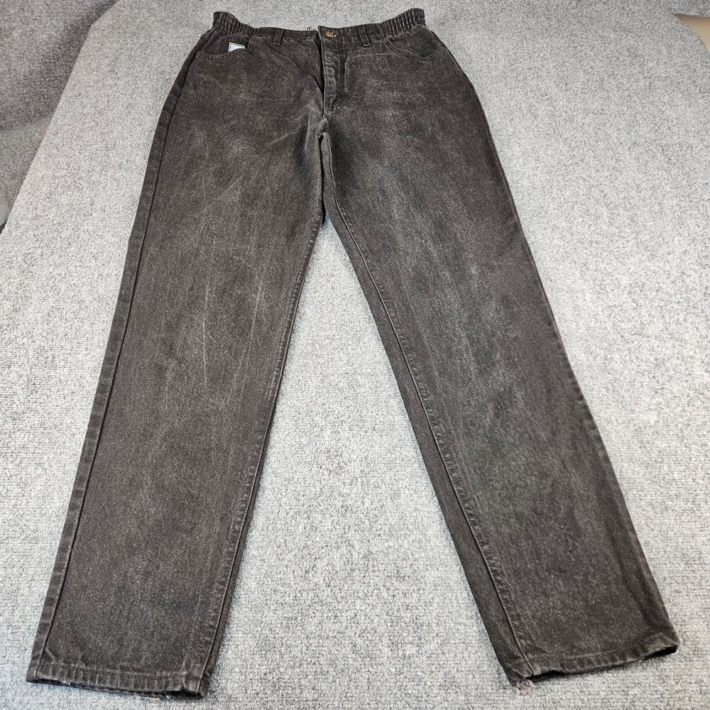 Vintage Wrangler For Women High Waisted Black Acid Wash Jeans Size 16 Long USA